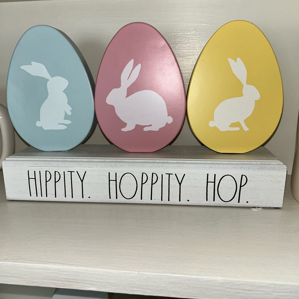 Rae Dunn Blue and Pink Display Shelves Wall Decor